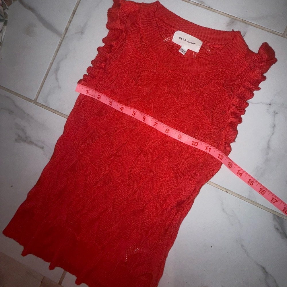 DEAR JOHN DENIM betty crew sweater tank in red rose small - Picture 12 of 12